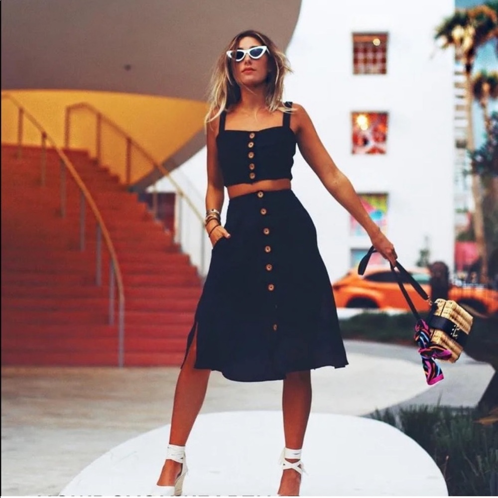 Lulu’s 2 piece black midi dress